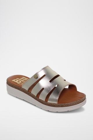 Mules plateformes en cuir - Gris