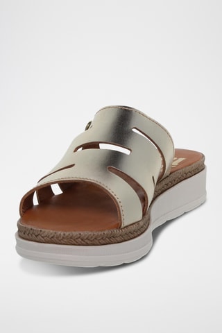 Mules plateformes en cuir - Gris