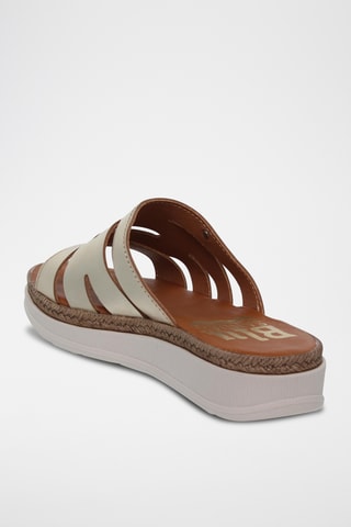 Mules plateformes en cuir - Gris