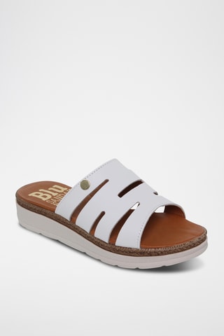 Mules plateformes en cuir - Blanc