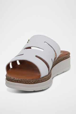 Mules plateformes en cuir - Blanc