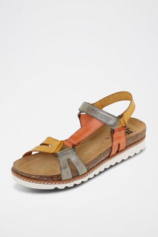 Sandales en cuir  Blusandal - Jaune, orange et gris