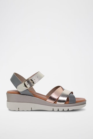 Sandales plateformes en cuir  Blusandal - Marron et beige
