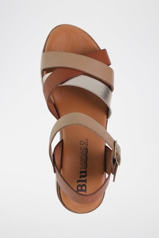 Sandales plateformes en cuir  Blusandal - Beige et marron