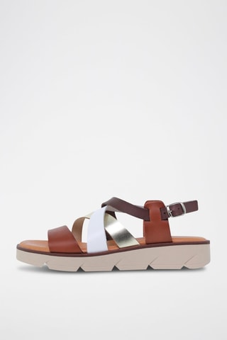 Sandales avarca en cuir  Blusandal - Blanc, marron et argenté
