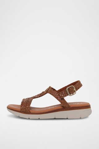 Sandales compensées en cuir - Orange