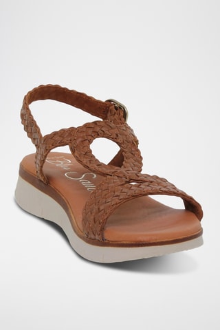 Sandales compensées en cuir - Orange