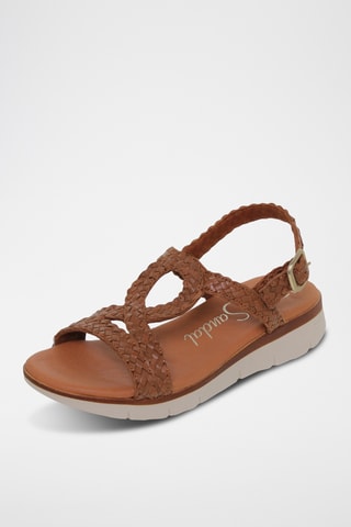 Sandales compensées en cuir - Orange