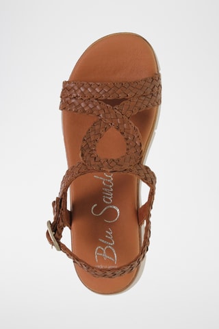 Sandales compensées en cuir - Orange