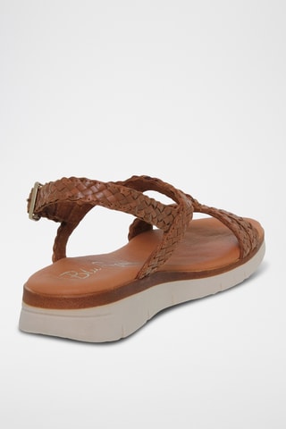 Sandales compensées en cuir - Orange