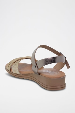 Sandales en cuir  Blusandal - Beige et argenté