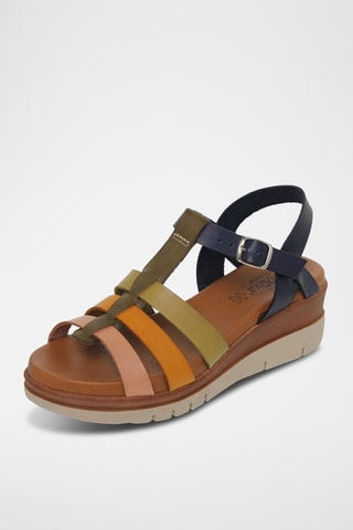 Sandales compensées en cuir - Multicolore