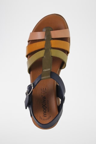 Sandales compensées en cuir - Multicolore