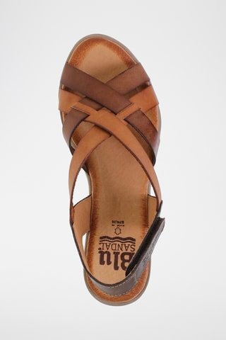 Sandales compensées en cuir - Multicolore