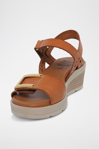 Sandales compensées en cuir - Orange
