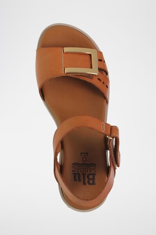 Sandales compensées en cuir - Orange