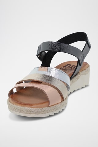 Sandales compensées en cuir - Argenté