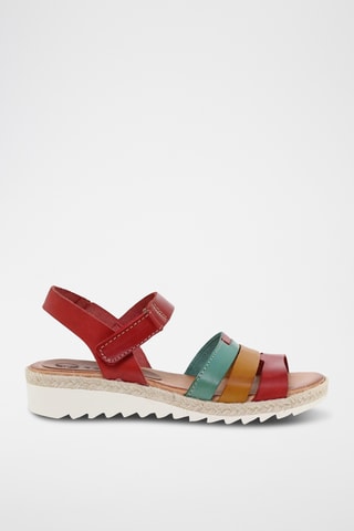 Sandales compensées en cuir - Multicolore