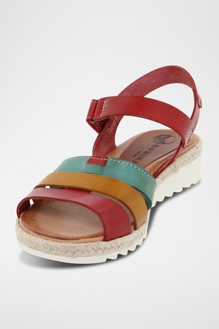 Sandales compensées en cuir - Multicolore