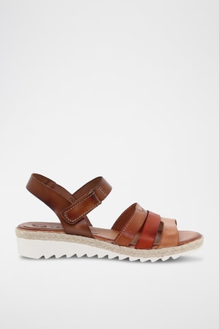Sandales compensées en cuir - Multicolore