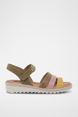 Sandales compensées en cuir - Multicolore