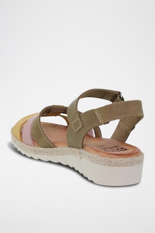Sandales compensées en cuir - Multicolore
