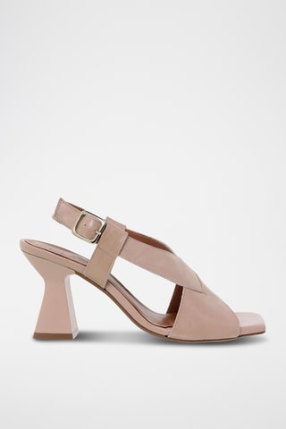 Sandales à talons en cuir - Beige
