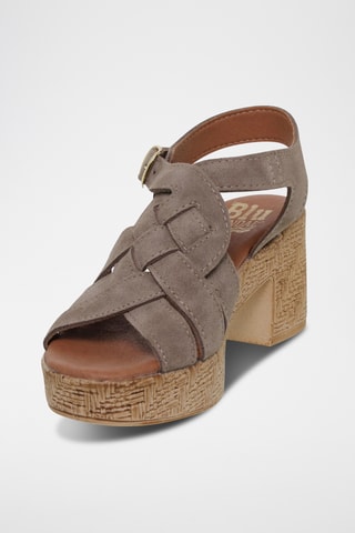 Sandales à talons en cuir - Beige