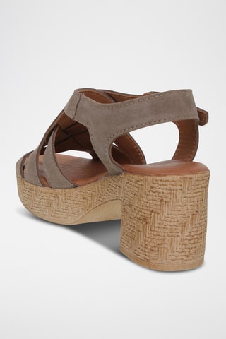 Sandales à talons en cuir - Beige