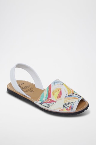 Sandales en cuir Avarca menorquina - Blanc, jaune et rose