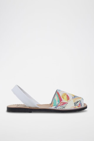 Sandales en cuir Avarca menorquina - Blanc, jaune et rose