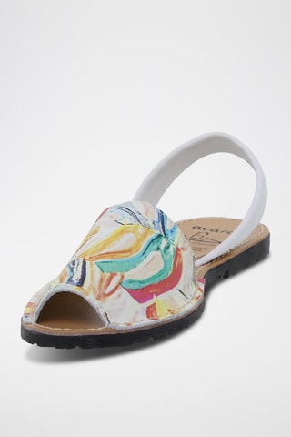 Sandales en cuir Avarca menorquina - Blanc, jaune et rose