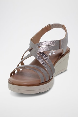 Sandales compensées en cuir  Amelie - Argenté
