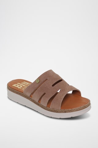 Mules plateformes en nubuck - Beige