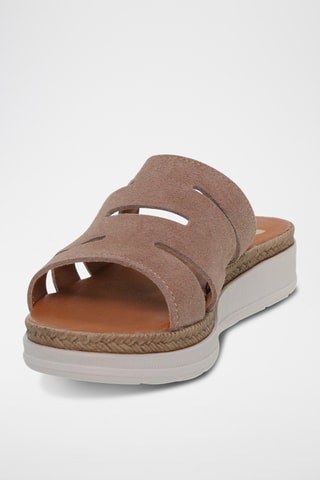 Mules plateformes en nubuck - Beige