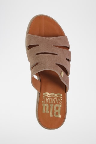 Mules plateformes en nubuck - Beige
