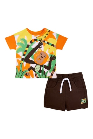 T-shirt en Bermuda Banana Records - Bruin en oranje