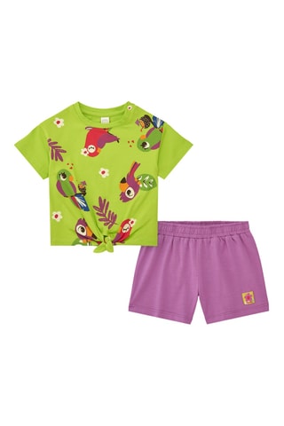 Geknoopt T-shirt en Short Vacay Feelings - Geel