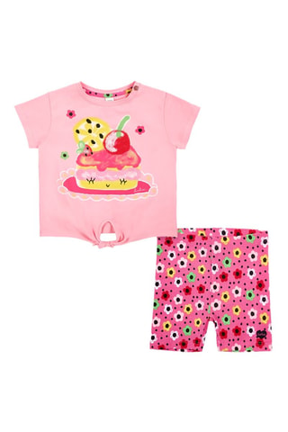 T-shirt noué et cycliste Creamy Ice - Rose