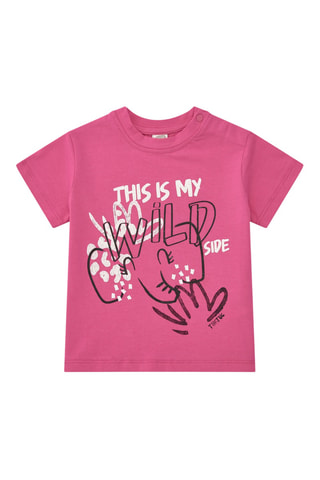 T-shirt Say Cheese - Roze
