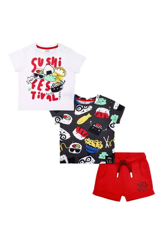 2 T-shirts en Short Hey Sushi - Wit, rood en grijs