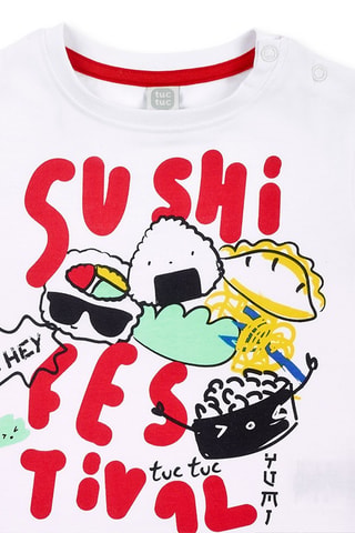 2 T-shirts en Short Hey Sushi - Wit, rood en grijs