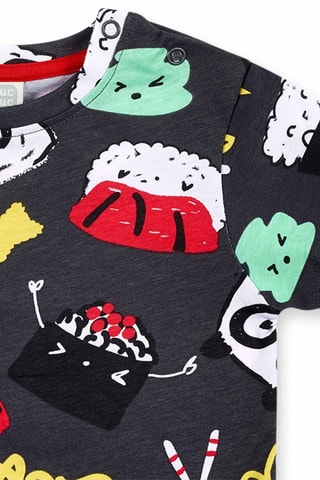2 T-shirts en Short Hey Sushi - Wit, rood en grijs