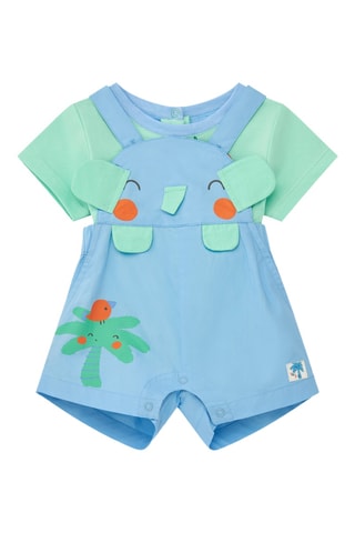 T-shirt et salopette Tropical Summer - Bleu