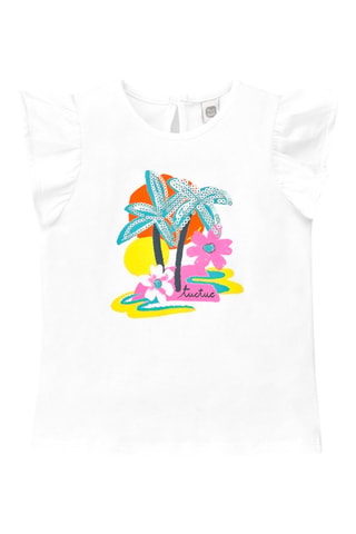 T-shirt Laguna Beach - Wit en geel