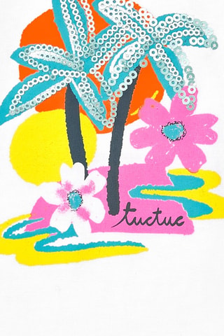 T-shirt Laguna Beach - Wit en geel
