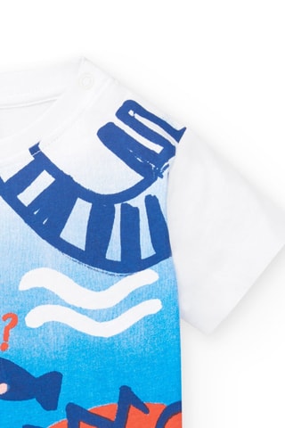 T-shirt - Blanc et bleu