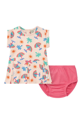 Linnen Plisséjurk en Bloomer Tropical Summer - Roze