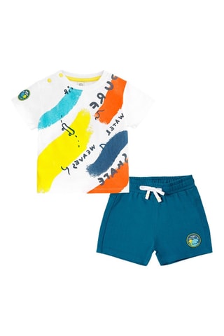T-shirt en Short Laguna Beach - Blauw, groen en geel