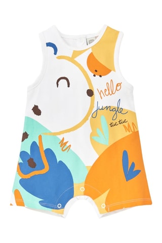 Barboteuse Animal life - Blanc et jaune